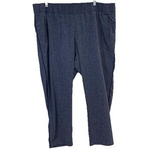 T By Talbots Pants Elastic Waist Activewear 2XP Blue Pockets Stretch Casual Crop